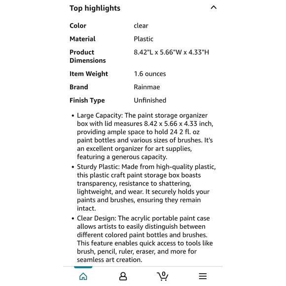 Rainmae Paint Storage Box Plastic Lid Fits 20 2 fl oz Acrylic Paint Bottles s27 - Picture 6 of 8